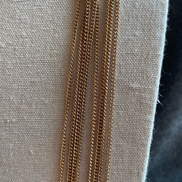 Lyell NYC New With Tags Multistrand Goldtone Long Necklace with Knot & Fringe - Picture 4 of 15